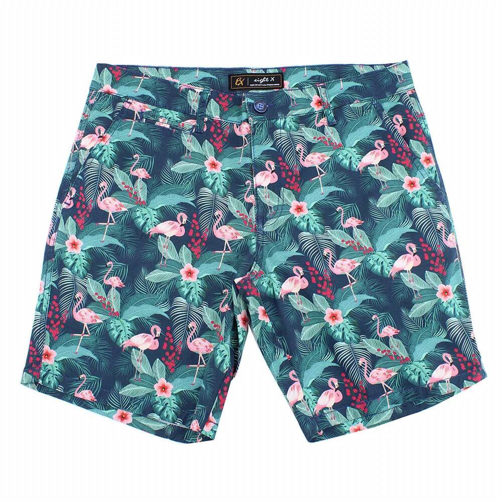 NEW EIGHT X men's flamingo print shorts in green